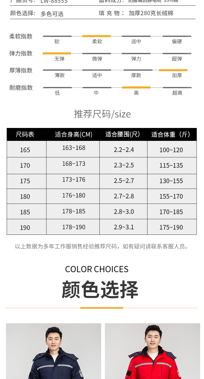 8855S防酸碱中长一体棉衣