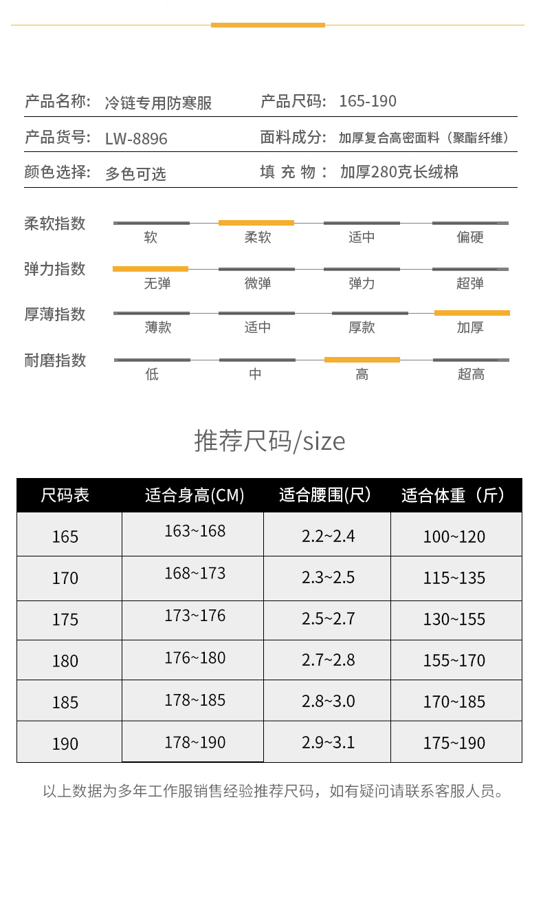 8896冷库冷链专用防寒棉服